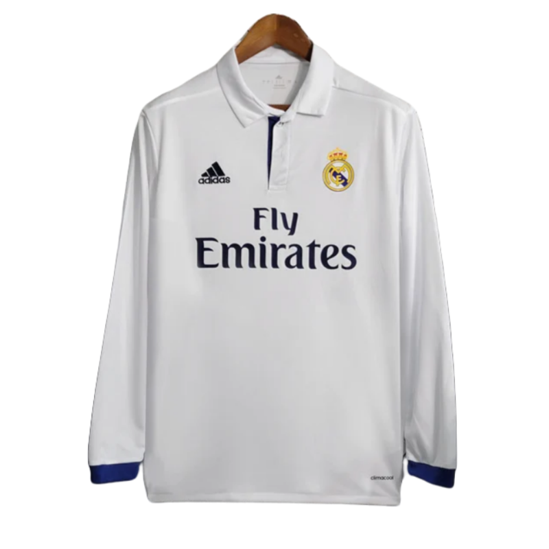 1bd27abf4d 2016/17 Real Madrid Retro Long Sleeve Home Jersey - Image 1