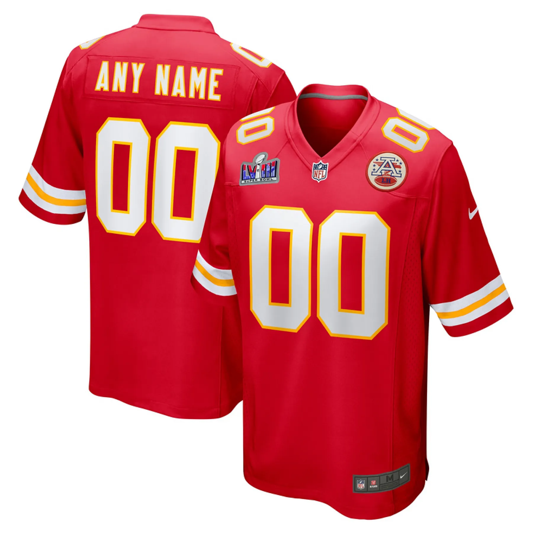 1f5e3c578d Men's Kansas City Chiefs Nike Red Super Bowl LVIII Patch Custom Game Jersey - Image 1