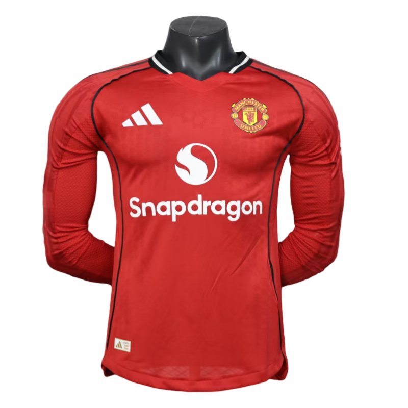 2025-07-16111302842 Manchester United Long Sleeve Jersey Home Football Shirt 2025-26-Player version - Image 1