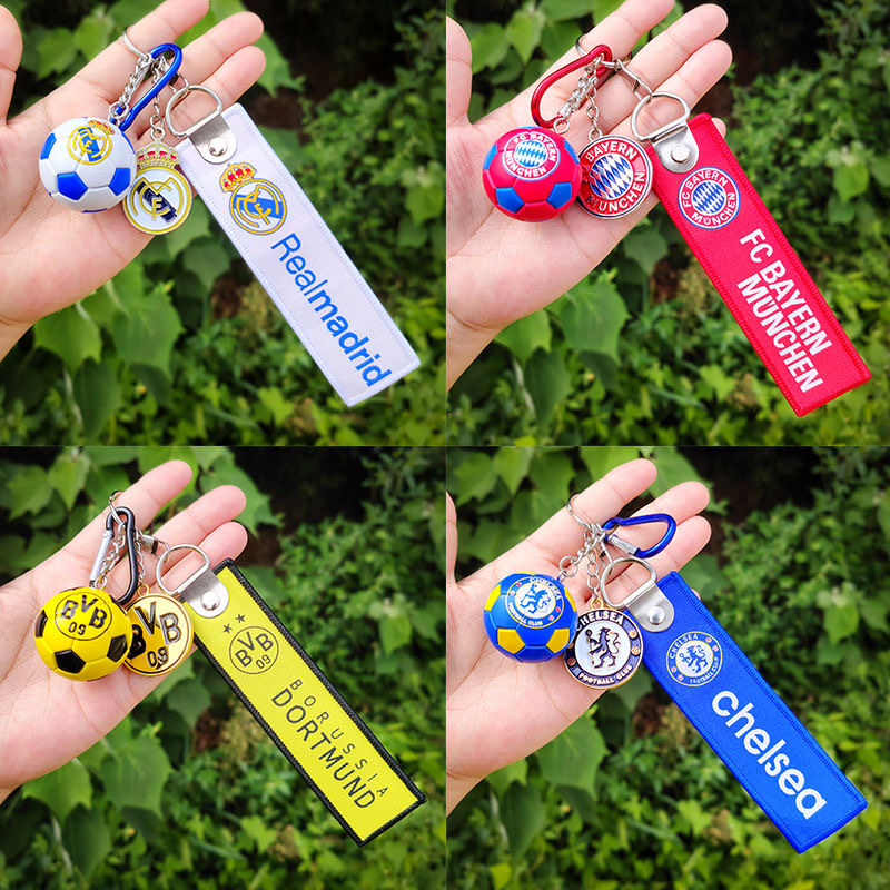 20250414020300 Real Madrid, Barcelona, Manchester City, Liverpool Club Keychain Football Gift - Image 1