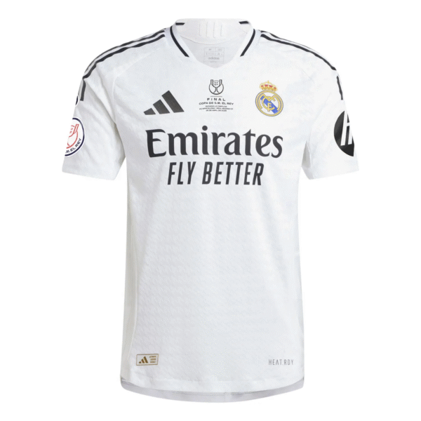 Real Madrid Mens Home Copa del Rey Final Shirt 24-25 White Player Version