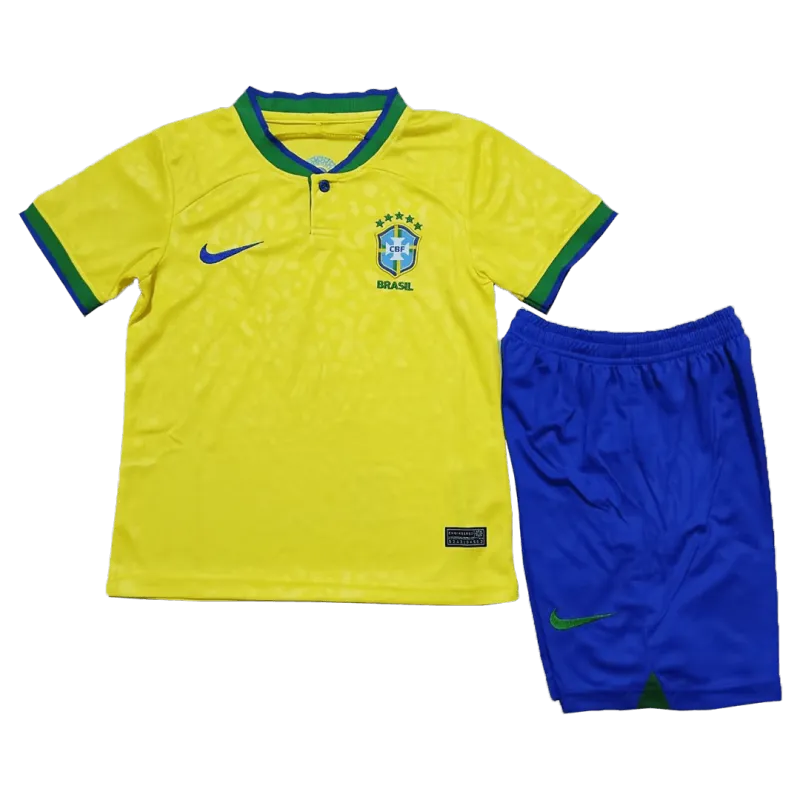 29974c023a Brazil Kids Soccer Jersey Home Kit(Jersey+Shorts) World Cup 2022 - Image 1