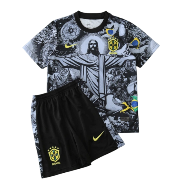 2024 Brazil Christ the Redeemer Special Kids Kit Football Jersey