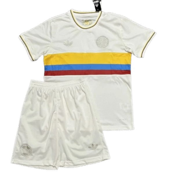 Colombia 24-25 Nation 100th Anniversary Special Edition Kids Kits White Jersey